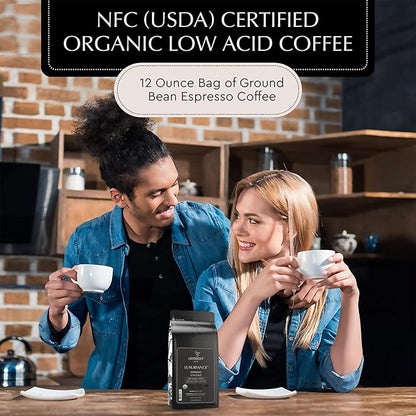 Lifeboost Organic Espresso Ground Coffee - Non-GMO Low Acid Single Origin USDA Shade Grown Organic Espresso Coffee - Third Party Tested For Mycotoxins & Pesticides 12oz Bag