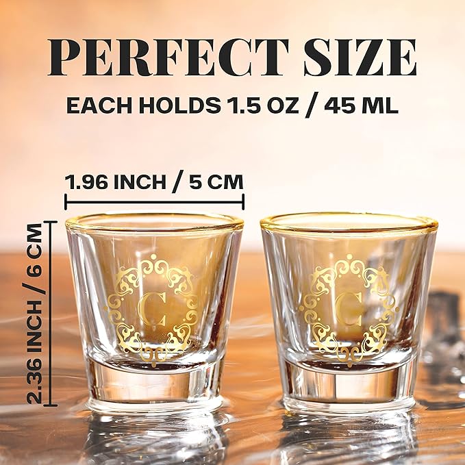 Personalized Shot Glass Set, Custom Gifts for Tequila, Vodka, or Whiskey Lovers, Birthday, Christmas Gifts for Him, Her, 2 Pack, with Initial D