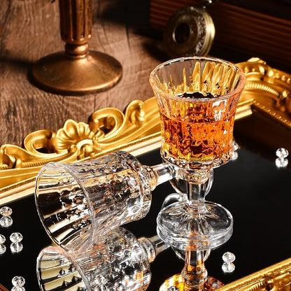 Shot Glasses, 2oz Mini Wine Glasses Set of 6, Fancy Shot Glasses/Great for White and Red Wine/Wine Glass Clear/Tasting Glasses/Cute/Etching Patterns