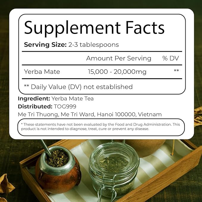 TOG999, Premium 18oz Yerba Mate Tea, Hi-Caffeine, Super-Green Yerba Mate| No Dust| Fresh - Never Aged (Ilex Paraguariensis), Cultivated from Argentina - Rich in Antioxidants and Plant Nutrients.