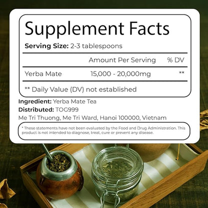 TOG999, Premium 18oz Yerba Mate Tea, Hi-Caffeine, Super-Green Yerba Mate| No Dust| Fresh - Never Aged (Ilex Paraguariensis), Cultivated from Argentina - Rich in Antioxidants and Plant Nutrients.