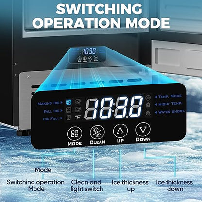 Coolski Commercial Under Counter Ice Maker Machine, Stainless Steel Built-in Freestanding Ice Maker with Condensate Removal Pump, Water Filter, for Home & Commercial Use, 100 LBS/Day