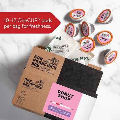 San Francisco Bay Compostable Coffee Pods - Donut Shop (120 Ct) K Cup Compatible including Keurig 2.0, Light Roast