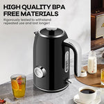 Load image into Gallery viewer, SULIVES Electric Kettle, 1.7L Stainless Steel Tea Kettle with Temperature Gauge, 1500W Water Boiler with LED Light, BPA-Free, Auto Shut-Off and Boil-Dry Protection,Black