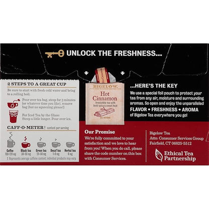 Bigelow Hot Cinnamon Black Tea Bags, 18 Count Box (Pack of 6) Caffeinated Black Tea, 108 Tea Bags Total