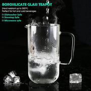 Aquach 51oz Glass Teapot with Stainless Steel Removable Infuser, Stovetop & Dishwasher Safe, Ideal for Loose & Blooming Tea Brewing