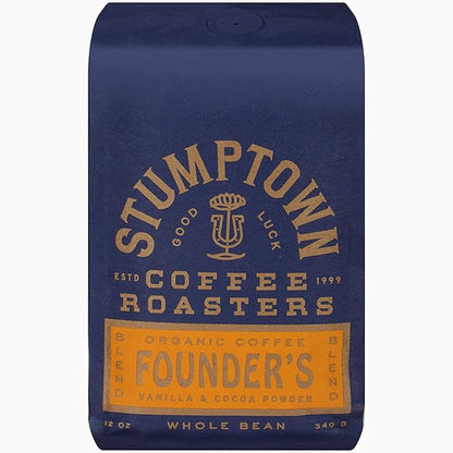 Stumptown Coffee Roasters, Founder's Blend - Organic Whole Bean Coffee - 12 Ounce Bag, Flavor Notes of Vanilla and Cocoa Powder