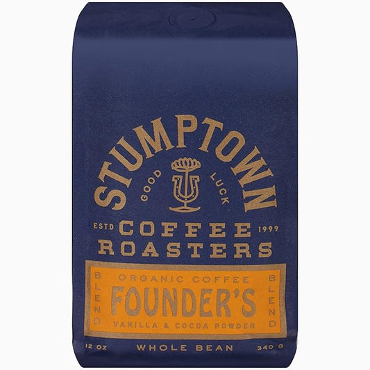 Stumptown Coffee Roasters, Founder's Blend - Organic Whole Bean Coffee - 12 Ounce Bag, Flavor Notes of Vanilla and Cocoa Powder