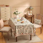 Load image into Gallery viewer, Designer Floral Table Cloth Rectangle,French Linen Light Beige Indoor Tablecloth,Fall Wrinkle Resistant Decor Tablecloths for Dining Thanksgiving Kitchen Party,55"*87"-Flora A
