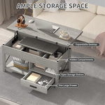 Load image into Gallery viewer, Lift Top Coffee Table with Storage, Convertible Coffee Table Converts to Dining Table, Center Table with Drawer and Hidden Compartment, Farmhouse Coffee Tables with Lifting Top for Living Room, Grey