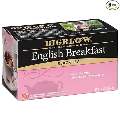 Bigelow Tea English Breakfast Caffeinated Black Tea, 20 Count, Pack of 6
