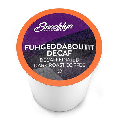 Brooklyn Beans Coffee Pods, Fuhgeddaboutit Decaf - Compatible with Keurig K Cup Brewers Including 2.0 Coffee Makers, 40 Count, Bold and Rich