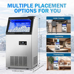 Load image into Gallery viewer, Commercial Ice Maker Machine 155Lbs/24H, 15" Wide Under Counter/Freestanding Ice Machine, 45 Ice Cubes in 4-15 Mins, 35Lbs Ice Storage, 2 Water Supply Modes, Built-in Ice Maker for Home, Bar, Outdoor