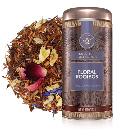 Teabloom Herbal Tea, Floral Rooibos Loose Leaf Tea, Rooibos Blend with Floral Flavors and Scent, Kosher Certified, 3.17 oz/90 g Canister Makes 35-50 Cups