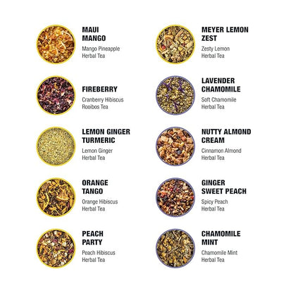 Tiesta Tea - Discovery Sampler Dry Flight Set, Loose Leaf, High to No Caffeine, Hot & Iced Up to 200 Cups, Tea Variety Pack with Green, Herbal, Black & Chai Brew, 20 Resealable Sample Pouches