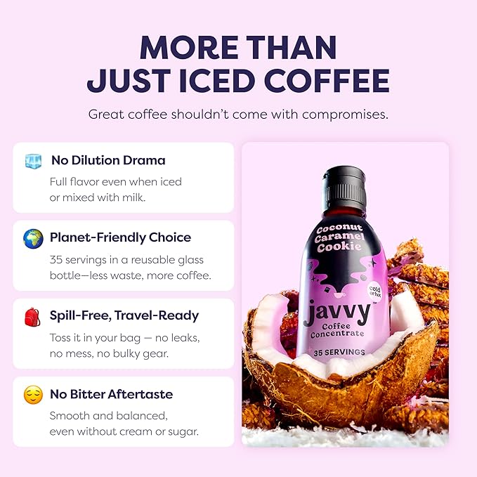 Coffee Concentrate - Limited Release Flavors - Cold Brew Coffee, Perfect for Hot or Iced Instant Coffees, Hot Drinks, Cold Brew Concentrate, 35 Servings - Coconut Caramel Cookie