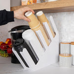 Load image into Gallery viewer, Mind Reader Cup and Lid Dispenser, Countertop Org, Coffee Bar, Beverage Cup, Kitchen, Breakroom, 4"L x 18"W x 16"H, White