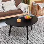 Load image into Gallery viewer, FIRMINANA Small Black Oval Coffee Table for Small Space , Simple Modern Center Table with OAK Wood Legs-Black-18.9" D x 33.47" W x 15.75" H