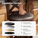 Load image into Gallery viewer, PHI VILLA 30 inch Bar Height Stools Set of 2,Swivel Wooden Barstools Tall Upholstered Faux Leather Barstool with Back,Vintage Bar Height Chairs,Dark Brown Kitchen Stools