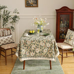 Load image into Gallery viewer, Designer Green Linen Long Rectangle Tablecloth,Floral French Country Indoor Table Cloth,Stain Resistant Home Decor Tablecloths for Dining Kitchen Thanksgiving Party,63"*102"-Brune