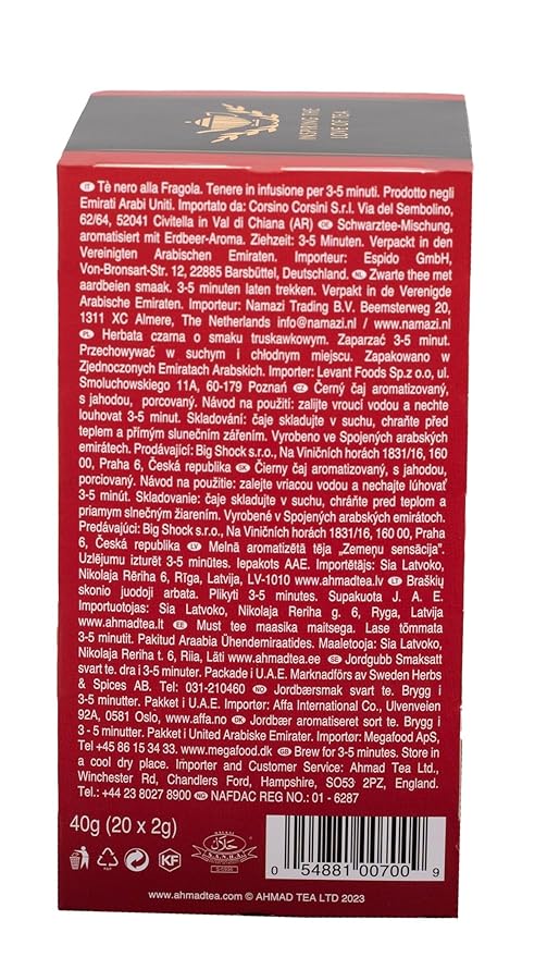 Ahmad Teas - Strawberry Black Tea 1.4oz - 20 Tea Bags