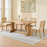 Load image into Gallery viewer, Vintage French Country Dining Chairs Set of 2, Rattan Dining Chairs with a Low Square Back, Beige Upholstered Dining Chair, Sillas para Comedor, Kitchen &amp; Dining Room Chair (Beige, Rattan, 2Pcs)