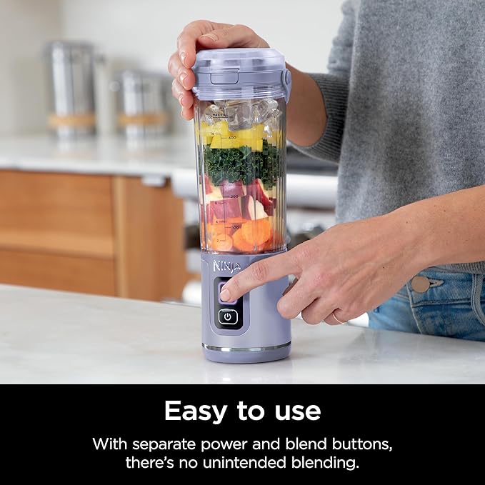 Ninja Blast Portable Blender, Cordless, 18oz. Vessel, Personal Blender For-Shakes and Smoothies, BPA Free, Leakproof-Lid and Sip Spout, USB-C Rechargeable, Dishwasher Safe Parts, Lavender, BC151ML