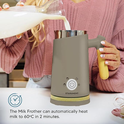 Starument Electric Milk Frother - Automatic Milk Foamer & Heater for Coffee, Latte, Cappuccino, Other Creamy Drinks - 4 Settings for Cold Foam, Airy Milk Foam, Dense Foam & Warm Milk - Easy to Use