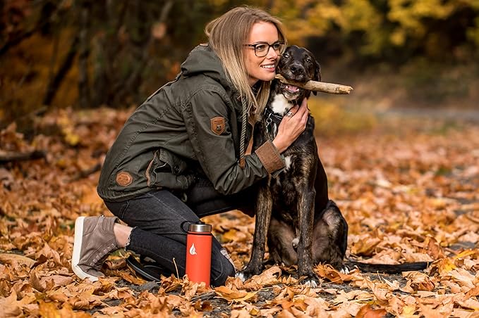 HYDRO CELL Stainless Steel Insulated Water Bottle w/Straw, 2 Lids Metal Vacuum Flask with Modern Leakproof Sport Straw Design (Mandarin 18oz)