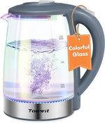 Load image into Gallery viewer, TOPWIT Electric Kettle, Colorful Glass Tea Kettle, 2.0L Hot Water Kettle Electric, BPA-Free Stainless Steel Lid &amp; Bottom, Electric Kettles for Boiling Water, Auto Shut-Off &amp; Boil Dry Protection, Grey
