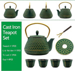 Load image into Gallery viewer, Cast Iron Tea Kettle Set, 33.8oz Hexagon Pattern Teapot Set with Cups, Teapot Coated with Enameled Interior, Durable Cast Iron Teapot Set with Stainless Steel Infuser