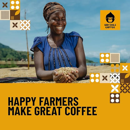 Gorilla's Coffee 100% Arabica - Medium Roast Whole Bean Coffee, Fair Trade, Full Bodied, with Notes of Dark Chocolate | Premium Rwandan Coffee | Rich, Flavorful, and Aromatic (500g/17.6oz)