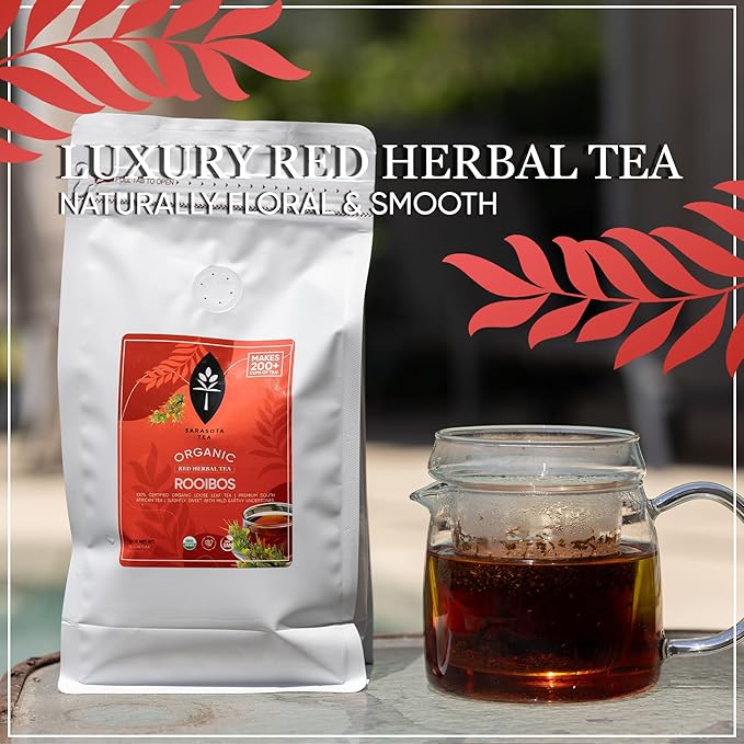 Organic Rooibos Loose Leaf Tea | 100% Pure South African Red Tea | Naturally Caffeine-Free | USDA Organic | 1lb Bulk Bag | Smooth & Earthy Flavor | Herbal Wellness | Non-GMO