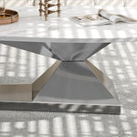 Load image into Gallery viewer, Modern Coffee Table with Silver Stainless Steel Pedestal,Oval Living Room Table with Faux Marble Top,Sintered Stone Cocktail Center Table Marble Grain,51.20inch