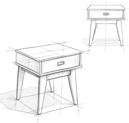 SIMPLIHOME Draper SOLID HARDWOOD 22 inch Wide Rectangle Mid Century Modern End Table in Teak Brown for the Living Room and Bedroom