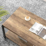 Load image into Gallery viewer, EXCEFUR Modern Coffee Table, Rustic Wood and Metal Center Table for Living Room, Industrial Rectangle Cocktail Tea Table with Storage, Oak