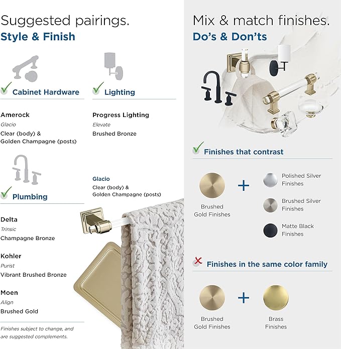 Amerock | Clear/Golden Champagne | Glacio | 5 Piece | Bathroom Accessories Set