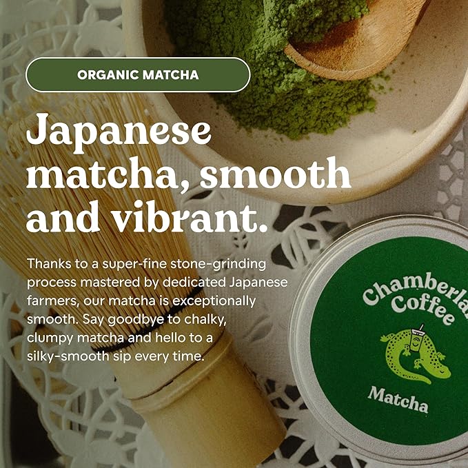 Chamberlain Coffee Ceremonial Matcha Green Tea Powder - Japanese Green Tea + Original Grade Matcha - Hot or Iced - Organic, Vegan & Gluten-Free Matcha Powder, 1.06 oz Pouch
