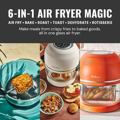 Non Toxic Air Fryer™ - Glass AirFryer 5 Quart w/ 360 Visibility, Self-Cleaning, 400F Vortex Air Fryer for Even Cooking, BPA-Free Teflon Free, 6-in-1 Functions, Rotisserie, Roast, Bake, Black