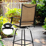 Load image into Gallery viewer, PHI VILLA 3 PCS Patio Swivel Bar Sets Textilene High Bistro Sets with 2 Outdoor Bar Stools and 1 Square Bar Table, Brown