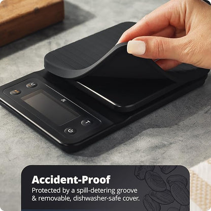 Greater Goods 0.1g Precision Coffee Scale with Timer – 3kg Digital Scale for Pour-Over, Espresso, French Press, Kitchen Use (Onyx Black)