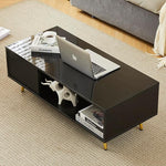 Load image into Gallery viewer, COSVALVE 41.3IN LED Black Coffee Tables for Living Room with 16 Colors LED Lights, Modern Minimalist Coffee Table with Fluted Panel, Rectangle Center Table Game Table