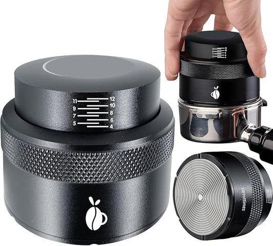 Espresso Tamper 58mm, Adjustable Depth Coffee Tamper with Calibrated Spring Loaded, 304 Stainless Steel Palm Tamper Tool, fits 58mm Portafilter Basket (Black)