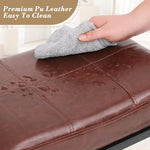 Load image into Gallery viewer, Athena Collection Counter Height Bar Stools Set of 2, 31.5 Inches Saddle Bar Stools with Leather Upholstered and Metal Legs, Backless Barstools for Counter, Kitchen Island, Dining Room, Mocha