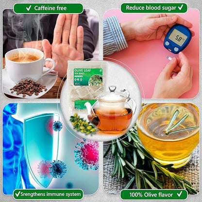 Olive Leaf Tea Bags – 200 Bags (Premium Dried Olive Leaf Tea - 200 Count), Natural Extract Caffeine-Free Herbal Tea for Health & Immune Support