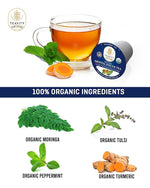 Load image into Gallery viewer, Organic Tea Pods with Moringa, Pepeppermint, Holy Basil &amp; Turmeric - Naturally Decaf Tea - Mental Focus by Teavity (12 Tea Pods)