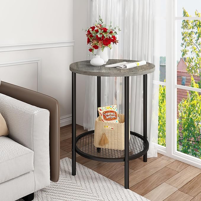 DKLGG Living Room Coffee and End Table Sets, Wooden Modern Rustic Center Table with Two Side Tables, 3 Piece Living Room Coffee Table Set with Storage for Living Room, Apartment (Grey)