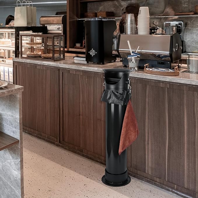 Knock Box for Espresso Grounds Commercial Floor-Standing Coffee Grounds Knock Box with Brush 18L Large Capacity Coffee Knockbox with Towel and Garbage Bags for Coffee Shops,Bar Home,Coffee lovers