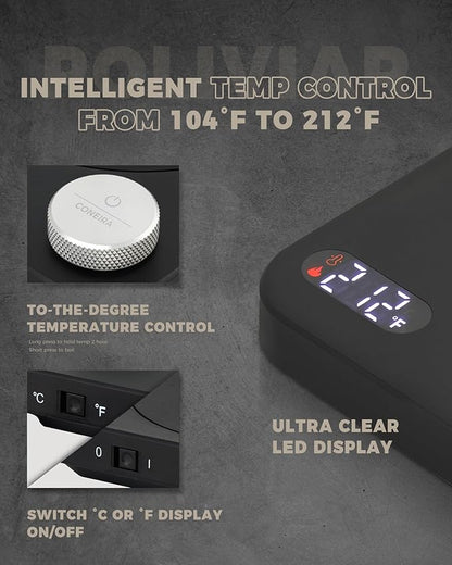 POLIVIAR Electric Gooseneck Kettle, 1350W Electric Tea Kettle Wood Pattern Handle, 34oz Pour Over Electric Kettle for Coffee & Tea, 18/8 Stainless Steel Inner, Temperature Control & Rapid Heating