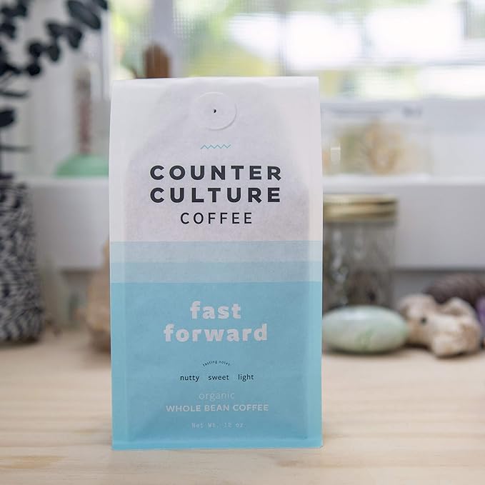 Counter Culture Coffee Fast Forward - Light Roast, Organic, Sustainably Farmed, Kosher, Whole Bean Coffee, 12 oz (1 Bag)